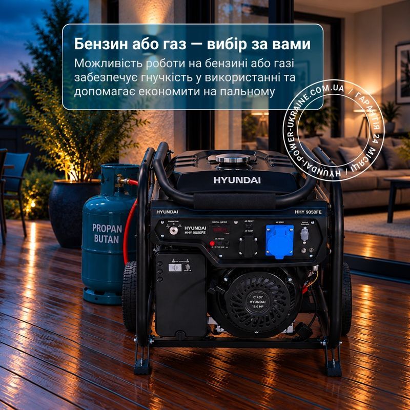 Генератор газобензиновый Hyundai HHY 9050FE