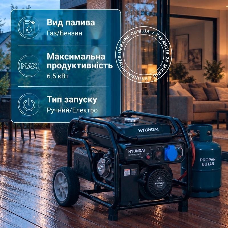 Генератор газобензиновый Hyundai HHY 9050FE