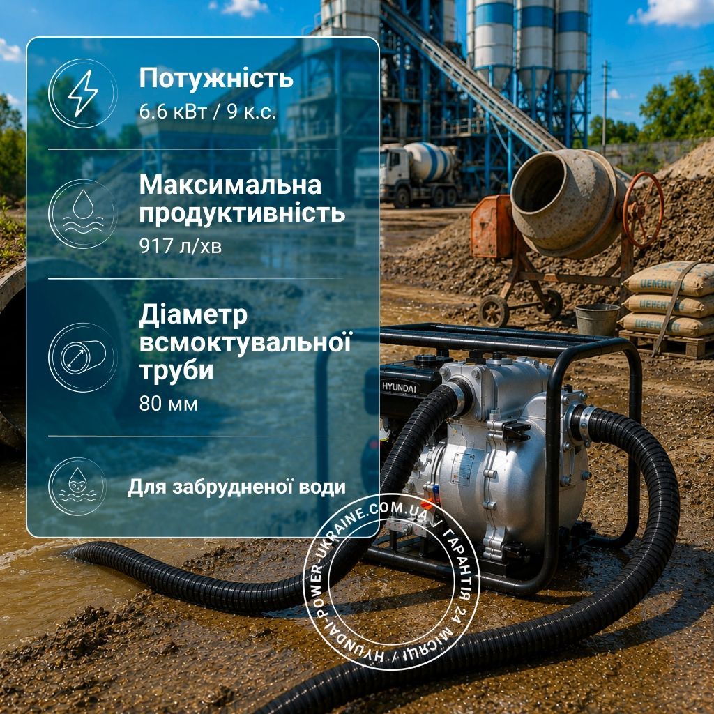 Мотопомпа для сильнозагрязненной воды HYM 80