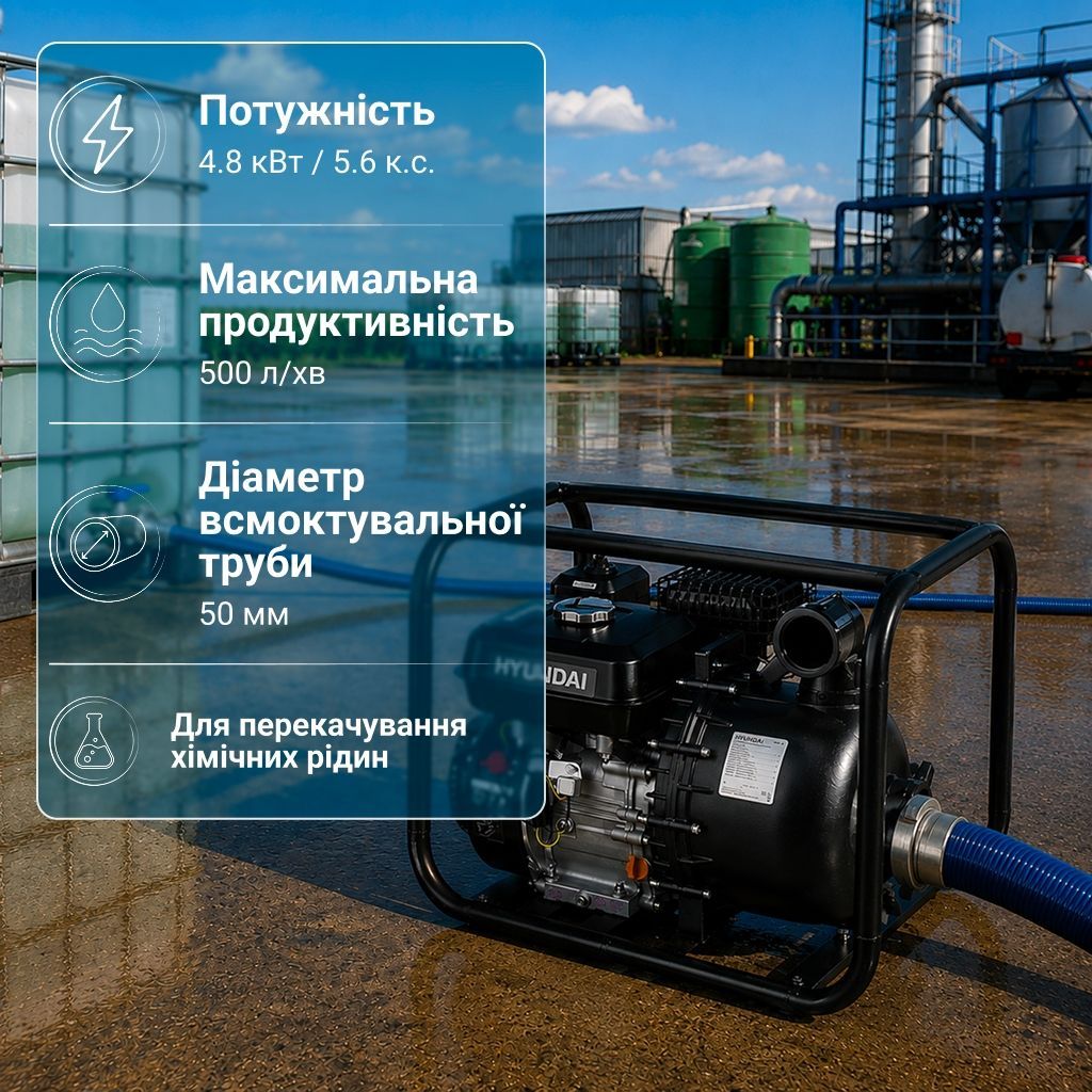 Мотопомпа для агресивних рідин Hyundai HYА 53